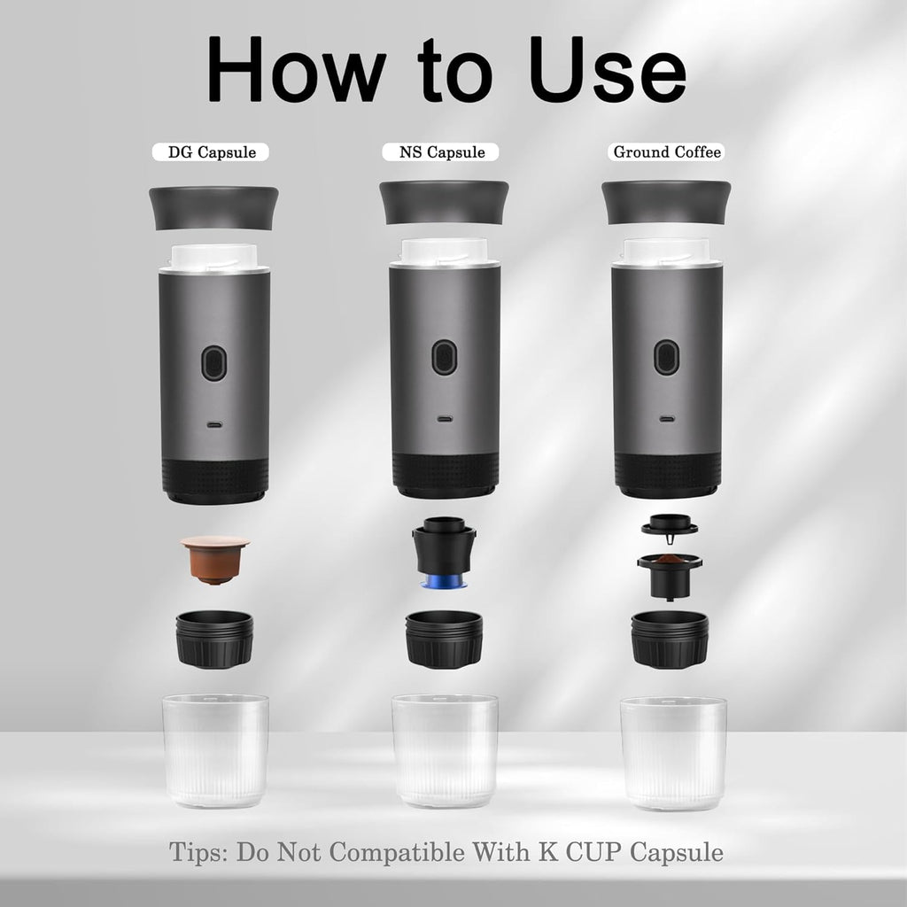 Portable Espresso Machine, Mini Espresso Maker, Self Heating Coffee Maker Compa