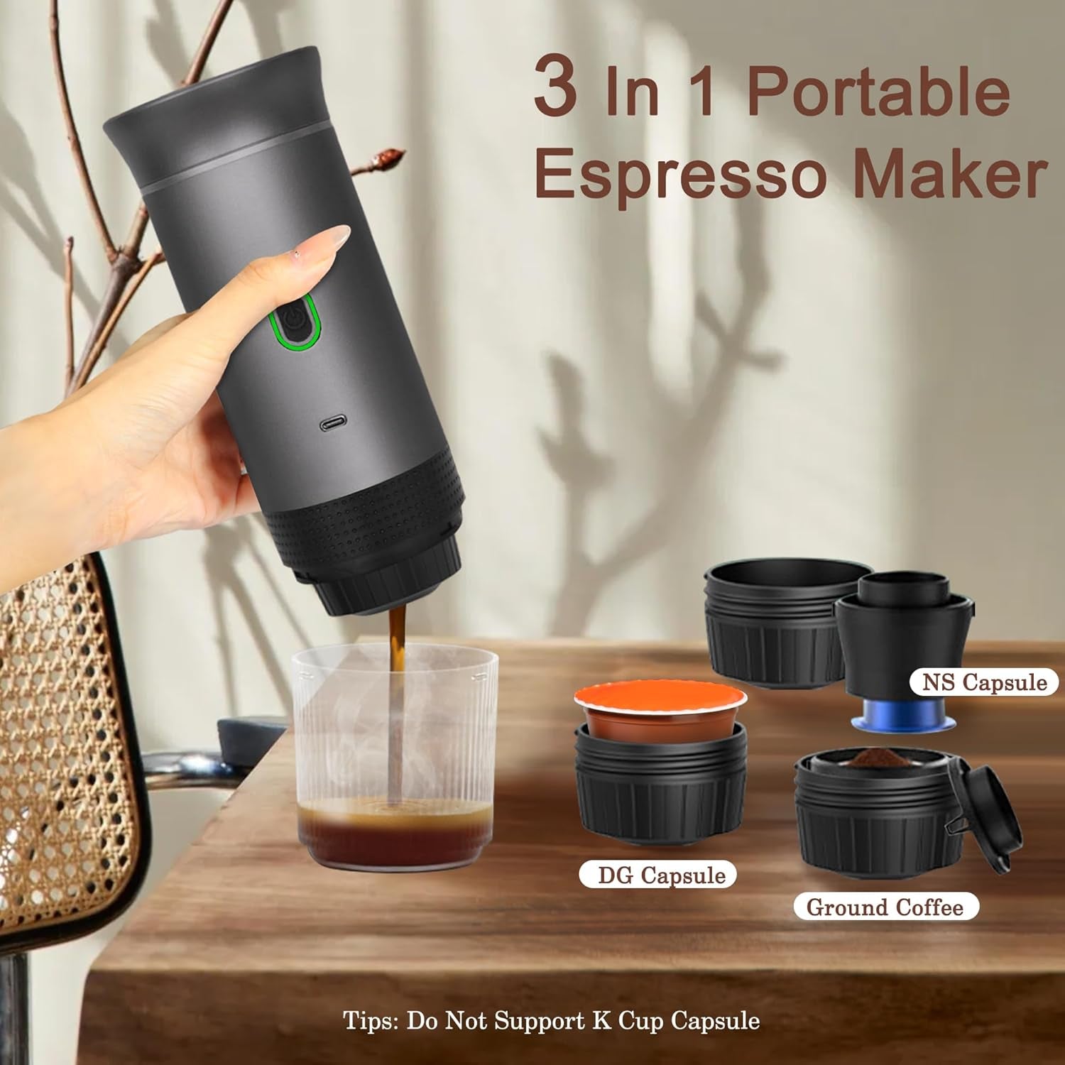 Portable Espresso Machine, Mini Espresso Maker, Self Heating Coffee Maker Compa